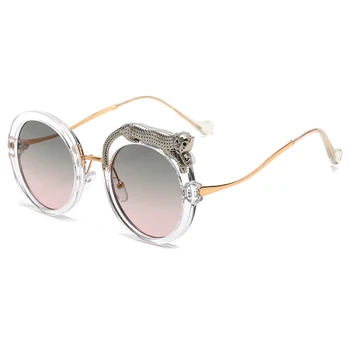  De lux Cristal Rotund ochelari de Soare de Designer de Brand Pentru Femei Diamond Lion Decor Ochelari Ochelari de Nuante des lunetele de soleil UV400