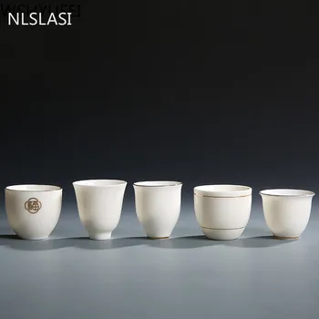  Dehua Portelan Alb ceașcă de ceai Chinezesc Ceramice lucrate Manual Set de Ceai Ceașcă de ceai Master Ceașcă de Ceai Castron Drinkware Personal portabil Singură Ceașcă