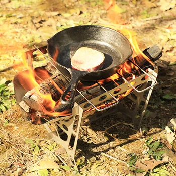  Din Oțel inoxidabil Gratar Rack Usor Pliabil foc de Tabara Sobe de Gătit Multifuncționale Camping Groapă de Foc Portabile pentru Exterior