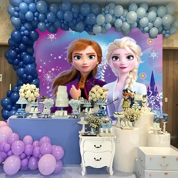  Disney Frozen Anna Elsa Vis Violet Copii Fete Fotografie Fundal Albastru Produs Personalizat Prințesă Ziua De Fundal Fotografie