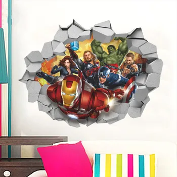  Disney Marvel Jucărie Autocolant 3D din PVC Avengers Captain America, Iron Man, Hulk, Thor, Spiderman Autocolant de Perete Copii Autocolante Decorare