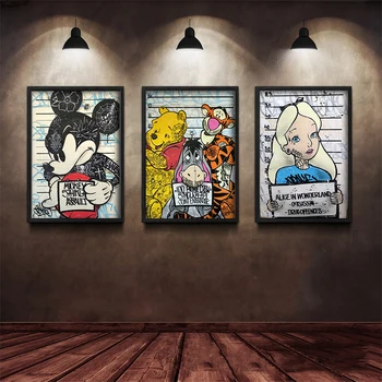  Disney Personaj De Desene Graffiti Poster Mural Decor Figura Anime Panza Pictura Tigger Mickey Mouse, Donald Duck Arta De Perete