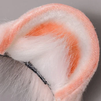  Drăguț Faux Blana Multicolor Animal Bentita Realist Hamster De Pluș Urechi Rotunde Agrafe De Par Kawaii Lolita Cosplay Costum