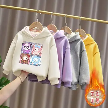  Drăguț Sanrioed Copii Hanorace Anime Melodie Cinnamoroll Kuromi Tricoul Toamna Iarna Pluș Cald Pulover de Haine pentru Copii Cadouri