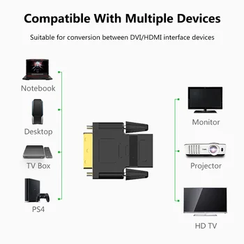  DVI la HDMI Adaptor Bi-directional Conector Convertor DVI-D 24+1 Mascul la Femela HDMI Cablu Pentru Proiector HDMI la DVI Laptop, TV