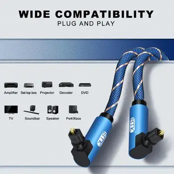  EMK Dual 90 de Grade Unghi Drept Cablu Audio Optic Toslink Cablu Nailon Împletite Audio Digital Cablu de Fibră Optică pentru SoundBar TV