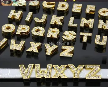  En-gros 260pcs/lot 8mm-O-Z de aur scrisoare slide DIY Alfabet