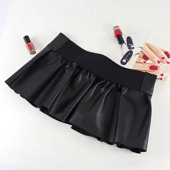  Femei Femei Sexy Fuste din Piele Faux Talie Mare cu Fermoar Frontală Fuste Plisate Split Dans Pol Fusta Mini pentru Petreceri Clubwear