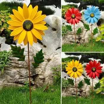  Floarea-Soarelui Moară De Vânt Din Metal Messier Grădină Miza Vânt Sculpturi De Grădină În Aer Liber, Balcon, Terasă Masina De Decor