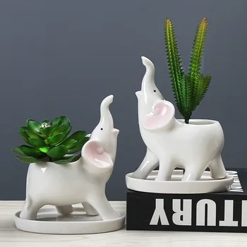  Grădinărit Creative Ghiveci De Flori Ceramic Desene Animate Elefant Mic Suculente Ghiveci De Interior Decor De Birou