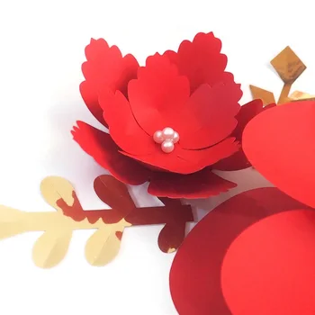  Handmade Rosu Ușor de Făcut DIY Flori de Hârtie Frunze de Aur Set Pentru Pepinieră de Perete Deco Copil de Dus Fete Cameră de Fundal Tutoriale Video