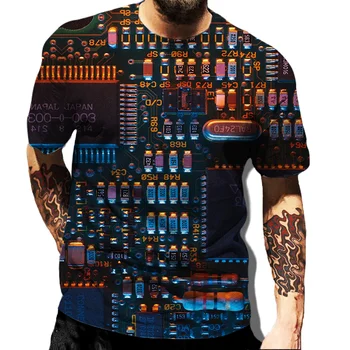  Harajuku îmbrăcăminte circuitul de imprimare 3D pentru bărbați T-shirt de sex feminin liber de vară cip electronic maneci scurte 2022 fierbinte de vânzare