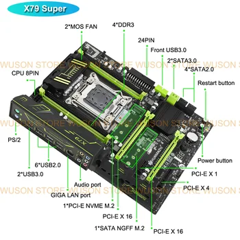  HUANANZHI placi de baza X79 Combo 2 M. 2 Slot Intel Xeon CPU E5 2670 6 Tuburi Cooler CPU 32G RAM 4*8G REG ECC placa Video GTX750TI 2G