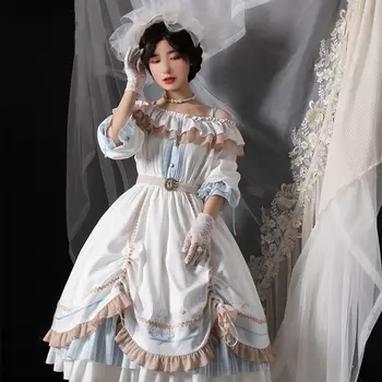  Japoneze Palat Gotic Lolita Rochie Fete Chic Imprimare Lolita Rochie Femei De Epocă Victoriană Op Arc Printesa Tea Party Rochii