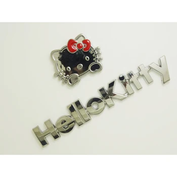  Kawaii Hello Kitty Car Styling Metal cu masini 3D Autocolante de Desene animate Anime Pisica Logo-ul Insigna Emblema Auto Coada Decal Motocicleta Decor Cadou