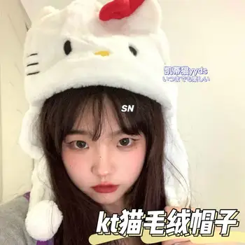  Kawaii Sanrio Pluș Accesorii Hello Kittys De Desene Animate Drăguț De Pluș Pălărie Cald Iarna Termice Accesorii Anime Jucărie Fata Cadou