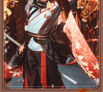  Kazuha Cosplay Costum Joc Genshin Impact Kiryu Kazuha Cosplay Costum Bărbați Costume De Halloween Top Coat Pantaloni Set Complet