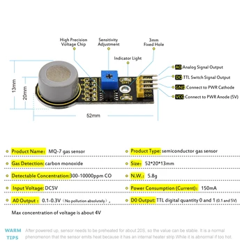  Keyestudio MQ-7 Monoxid de Carbon CO Senzor de Gaz Modulul de Detecție pentru Arduino Senzor Starter DIY Proiect Electronic