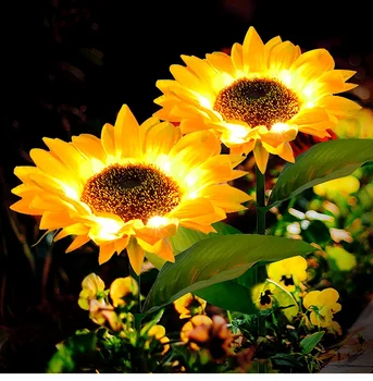  LED-uri în aer liber, Solar, Gradina de Floarea-soarelui Lumini de Decor rezistent la apa Alimentat cu energie Solară Curte Cale de Lumini Decorative Gazon Peisaj Lampa
