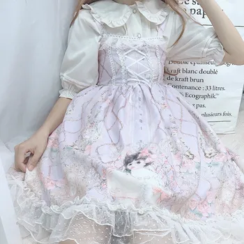  Lolita rochie Japoneză JSK Drăguț zână rochie de curea femei rochie de vara moale fata dulce vânt drăguț crescut fata de Lolita rochie