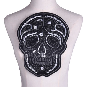  Mare Negru Craniu Broderie Patch-uri de Fier pe Patch Coase pe Brodate Aplicatii Termo Autocolante DIY Îmbrăcăminte