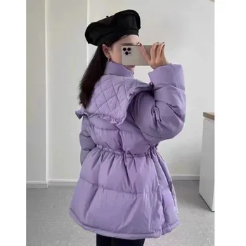  Marina Papusa Guler Jacheta De Iarna Pentru Femei Palton Gros Alb Rață Jos Strat Subțire Retractabil Celebritate Casual Moda Coreeană Hanorac