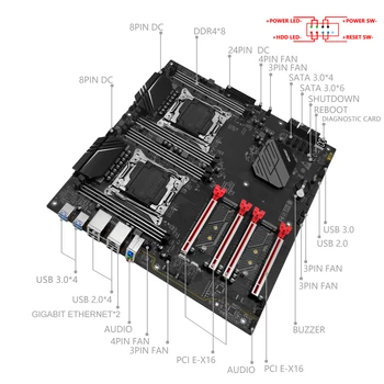  MAȘINIST X99 D8 MAX Placa de baza Dual socket LGA 2011-3 Suport Xeon E5 V3 V4 CPU DDR4 ECC Memorie Desktop SATA 3.0*10 Opt Canale