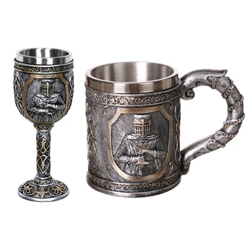  Medieval Templieri Cavaler Cruciat Cana Armură de Cavaler A Crucii de Bere Stein Tankard Ceașcă de Cafea