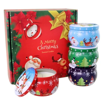  Mini Crăciun Tablă cositorită Rotunde Bomboane Staniu Poate, Bomboane Staniu pentru Oferirea de Cadouri de Crăciun Parfumate Tin Borcane Rotunde Lumânare Cutie Container