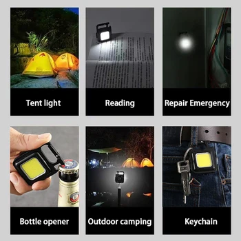  Mini LED Breloc cu Lanternă Reîncărcabilă Cob rezistent la apa Portabil Lumina de Lucru 4 Moduri de Lumina Strălucitoare de Mers pe jos de Camping, pentru Drumeții
