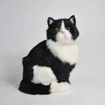 Minunat de Simulare pentru Animale Pisici Păpușă Jucărie de Pluș de Simulare Black & White Cat Casa Decoratiuni Cadou de Ziua de nastere pentru Copii Fals Pisica