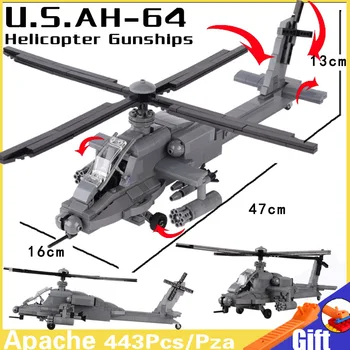  MOC AH-64 Elicoptere Model Blocuri de Construcție de Aeronave NOI Apache Avion Soldați Cifre Arme Cărămizi de BRICOLAJ, Jucarii Baieti Cadou
