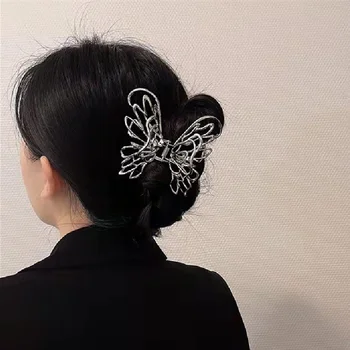  Moda coreeană Lichid Fluture Ac de păr de Metal Femeile pe Spate Capul Apuca Clip Mare Rechin Clip Tubulare din Metal Apuca de Păr Frizură