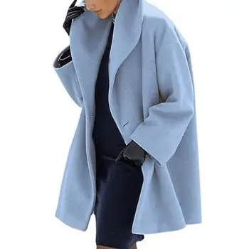  Moda Pentru Femei Cu Glugă Lung Cardigan Jacheta De Toamna Iarna Solidă Maneca Lunga Haină De Lână Casual Cald Buzunar Singur Buton Uza