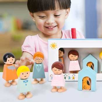  Montessori Jucărie Din Lemn Pretinde Casă De Păpuși Joc De Caractere Blocuri Educația Copiilor Interesant Dezvolta Jucărie Cadou De Familie