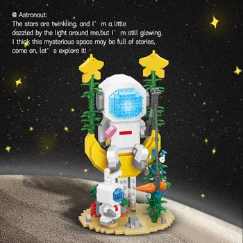  MOYU Astronaut Blocuri cu Lumina Mini Micro Spațiu Luna prin Satelit Diamant Bloc Caramida Copil Cadou Ornament Afișa Caseta