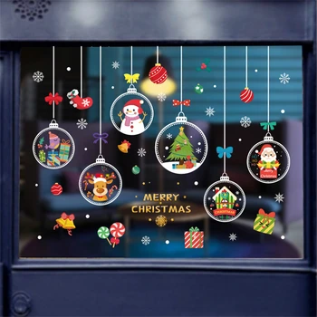  Moș Crăciun Autocolant Decor om de Zapada Elan Perete Windows DIY Adeziv de Crăciun, An Nou Fericit PVC Autocolante Statice