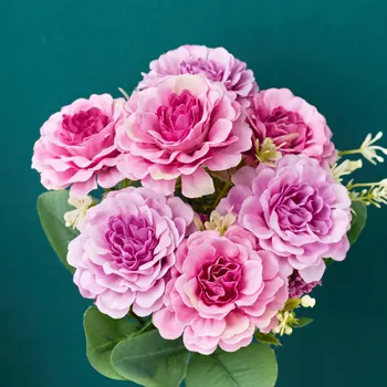  Mătase roz Bujor Flori Artificiale Nuntă Decorațiuni interioare Living Dinning DIY Aranjament de Mătase, Flori False Buchet Alb