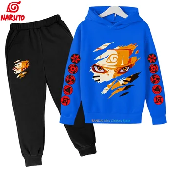  Naruto hoodied Copii Haine 2 Bucati de Seturi Pentru Fete Haine Baieti Hanorace Top+Pantaloni Copii Costum Trening Sportwear