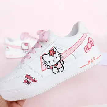  Noi Kawaii Hello Kitty Pantofi Casual Sanrio De Sex Feminin Pantofi De Sport Low-Top Alb Pantofi Air Force Aj Student Tendință Toate-Meci De Pantofi