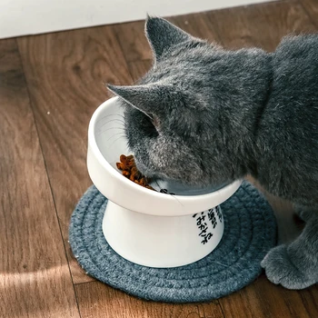  Non-alunecare de Ceramica Bowl Feeder Crescut cu Stand de Os de Col uterin Proteja produsele Alimentare Apa Cat Castron Ceramic Mic Câine de Companie de Aprovizionare