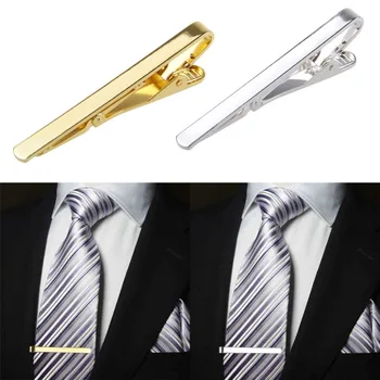  Oamenii Metal Argint Aur Simplu Cravată Cravată Bar Incuietoare Clip Clemă De Pin Bărbați Din Oțel Inoxidabil Pentru Afaceri Ma Cravată Cravată Cleme