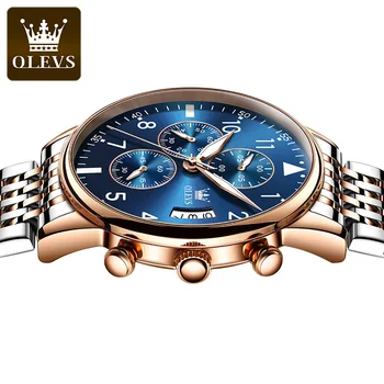  OLEVS Moda Mens Ceasuri de Brand de Top Cu Oțel Inoxidabil de Lux Sport Cronograf de Înaltă Calitate Cuarț Ceas pentru Bărbați