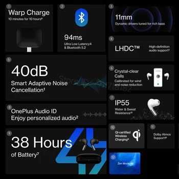  Original OnePlus Muguri Pro Căști fără FIR Adaptiv de Anulare a Zgomotului TWS Bluetooth Pentru OnePlus Pentru Oneplus 9 Pro Nord 2 9R