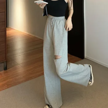  Pantaloni largi Picior Femei Casual Gaura de Vară 2021 Nou Stil coreean Liber de Moda de Înaltă Talie de sex Feminin de Toate-meci Solid Uri Simple Chic