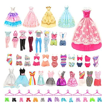  Papusa Accesorii pentru Papusa Barbie Haine Mixte Mini Dress Up Set de Haine de Moda Tocuri inalte Pantofi Papusa Parte Jucărie pentru Copii Cadouri de Partid