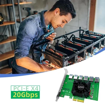  PCI Express X4 20Gb de la 1 la 6 Riser Card PCI-E PCI-E Adaptor Slot PCIE 4X la 16X USB 3.0 Coloană Extender Pentru Bitcoin Miner Minier