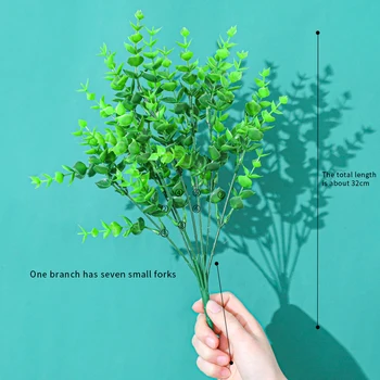  Plante artificiale Frunze de Eucalipt Plastic Verde False, Frunze de Eucalipt DIY cameră pentru Familie Birou, Centru de Decor Decoratiuni de Gradina