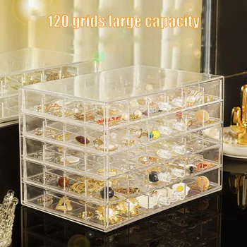  Pătrat de Plastic transparent Cutie de Depozitare Cutie de Bijuterii Cercel Organizator 120/72 Slot Reglabil pentru Bijuterii Margele Cercei Cutie Organizator