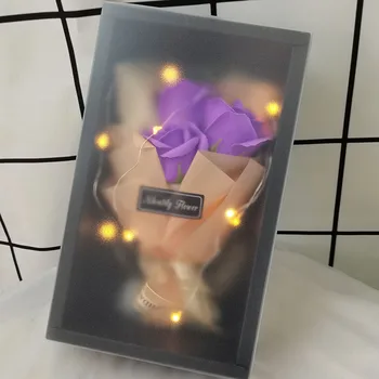  Sapun Trandafir Buchet Cu LED Pentru Decor Nunta Suvenir Cadou de Ziua Îndrăgostiților Trandafiri Cutie de Cadou